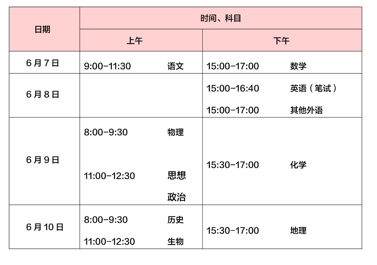 北京高考安排(2024高考時(shí)間一覽表)-圖1