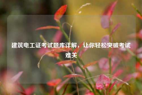 建筑電工證考試題庫(kù)詳解，讓你輕松突破考試難關(guān)-圖1