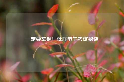 一定要掌握！低壓電工考試秘訣-圖1