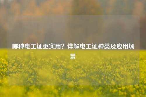 哪種電工證更實用？詳解電工證種類及應(yīng)用場景-圖1